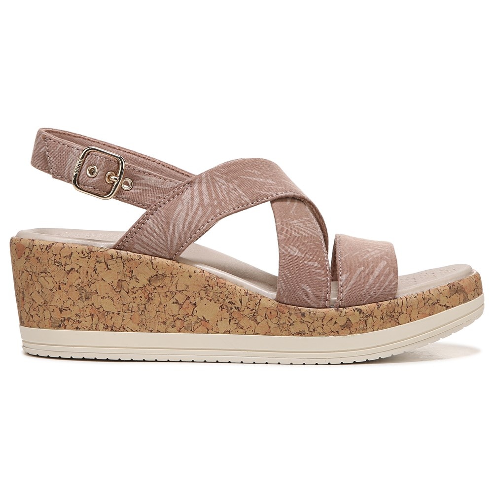 Bzees Radiant Wedge Sandal - Brown Palm Fabric Bzees Radiant Wedge Sandal - Brown Palm Fabric