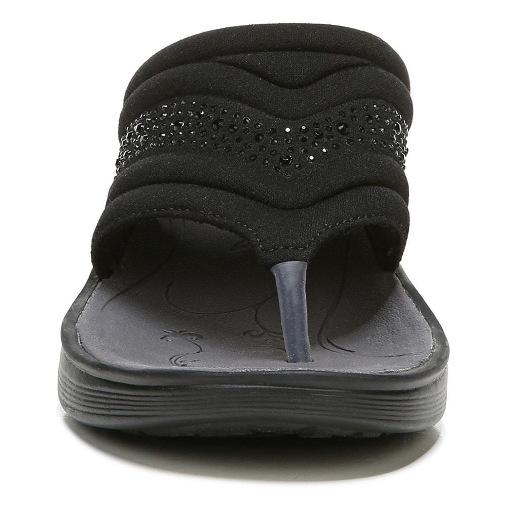Bzees Dazzle Me Flip Flop Wedge Sandal - Black