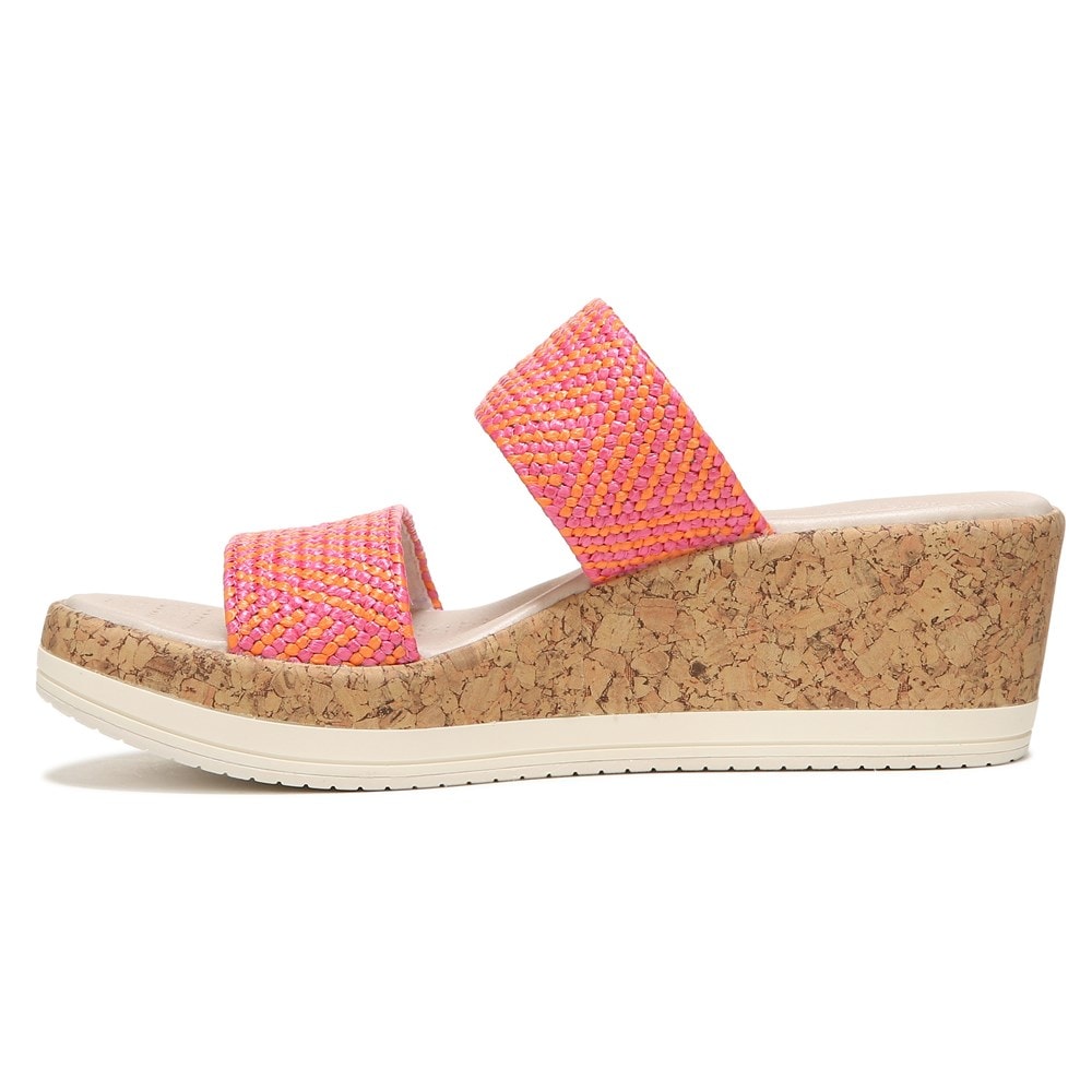 Bzees Resort Wedge Sandal - Pink Orange Raffia Fabric Bzees Resort Wedge Sandal - Pink Orange Raffia Fabric
