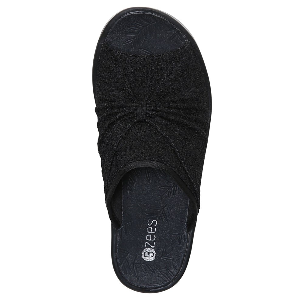 Bzees Sunburst Slide Wedge Sandal - Black Fabric Bzees Sunburst Slide Wedge Sandal - Black Fabric