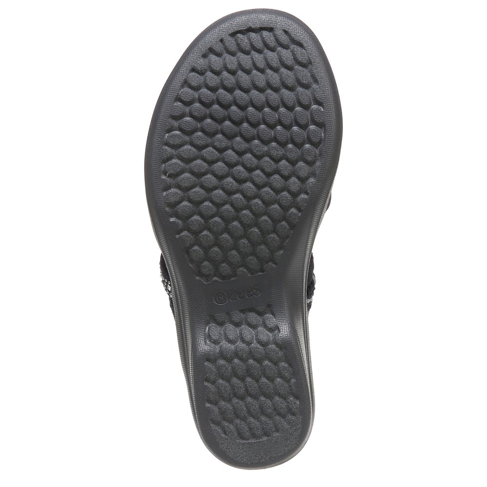 Bzees Fireworks Slide Wedge Sandal - Navy Blue Fabric Bzees Fireworks Slide Wedge Sandal - Navy Blue Fabric