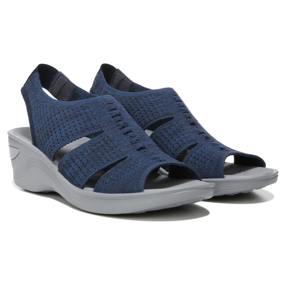 Bzees Double Up Slingback Wedge Sandal - Navy Knit