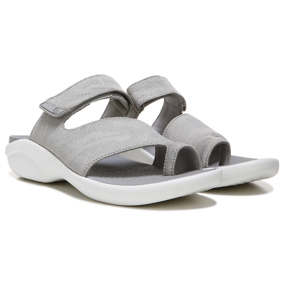 Bzees Carry On Toe Loop Slide Sandal - Silver Smoke Camo Fabric