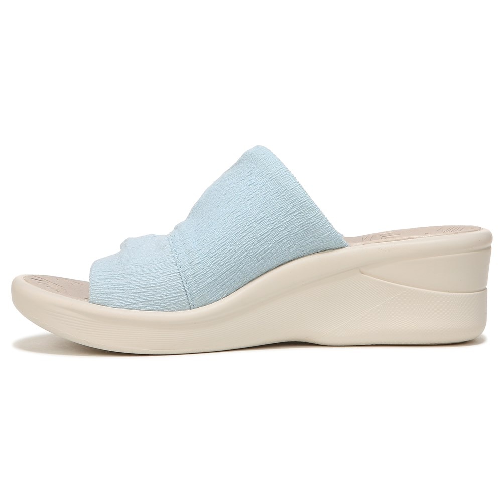 Bzees Smile More Slip On Wedge Sandal - Blue Fabric