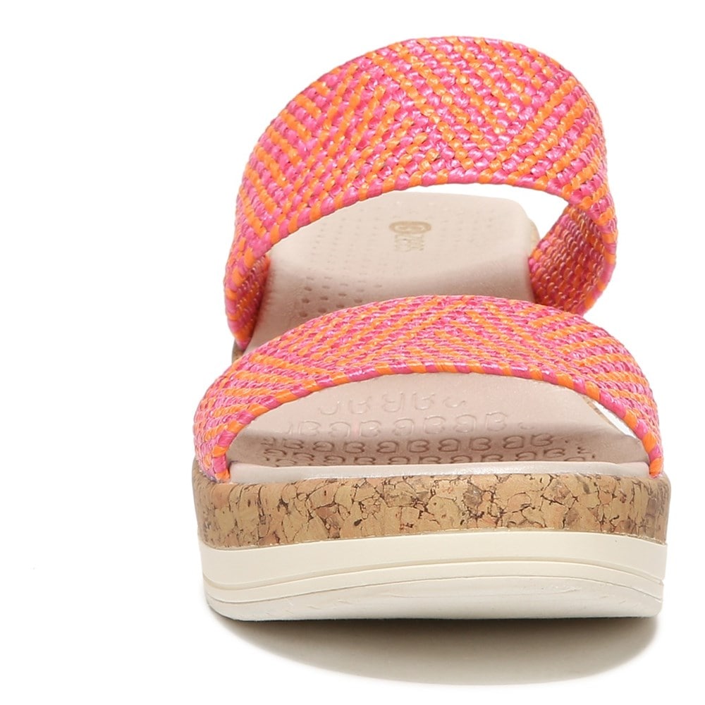 Bzees Resort Wedge Sandal - Pink Orange Raffia Fabric Bzees Resort Wedge Sandal - Pink Orange Raffia Fabric