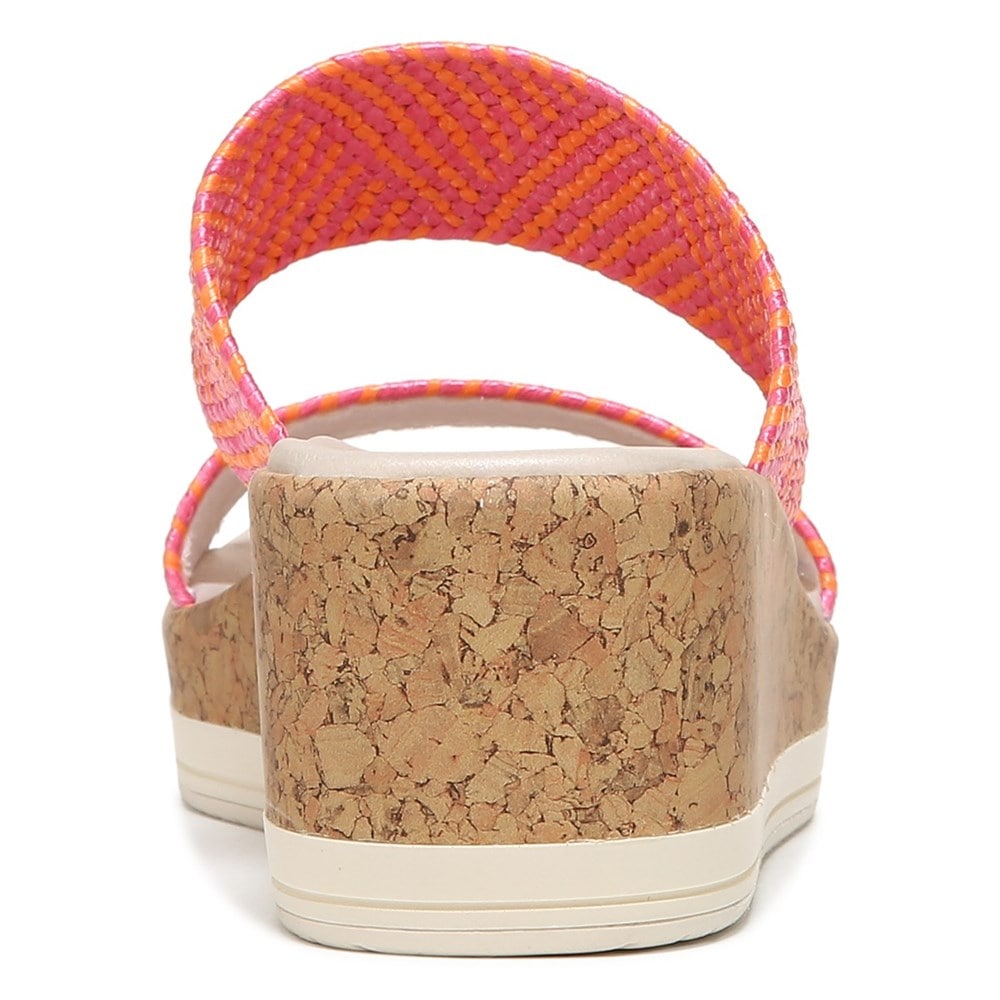 Bzees Resort Wedge Sandal - Pink Orange Raffia Fabric Bzees Resort Wedge Sandal - Pink Orange Raffia Fabric