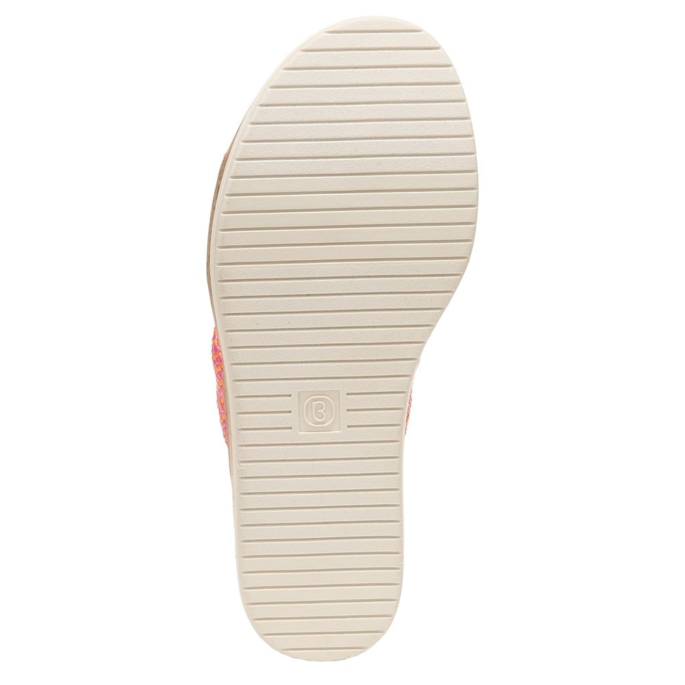 Bzees Resort Wedge Sandal - Pink Orange Raffia Fabric Bzees Resort Wedge Sandal - Pink Orange Raffia Fabric