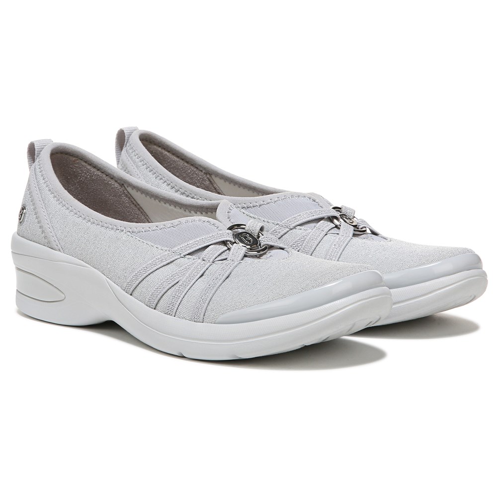 Bzees Rosie Slip On - Silver Shimmer Fabric