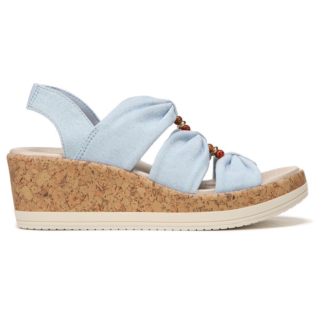Bzees Roma Sandal Wedge - Blue Fabric