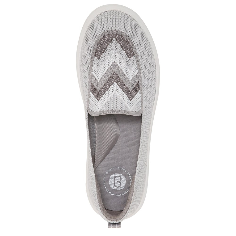 Bzees March On Moc Slip On - Grey Chevron Knit Bzees March On Moc Slip On - Grey Chevron Knit