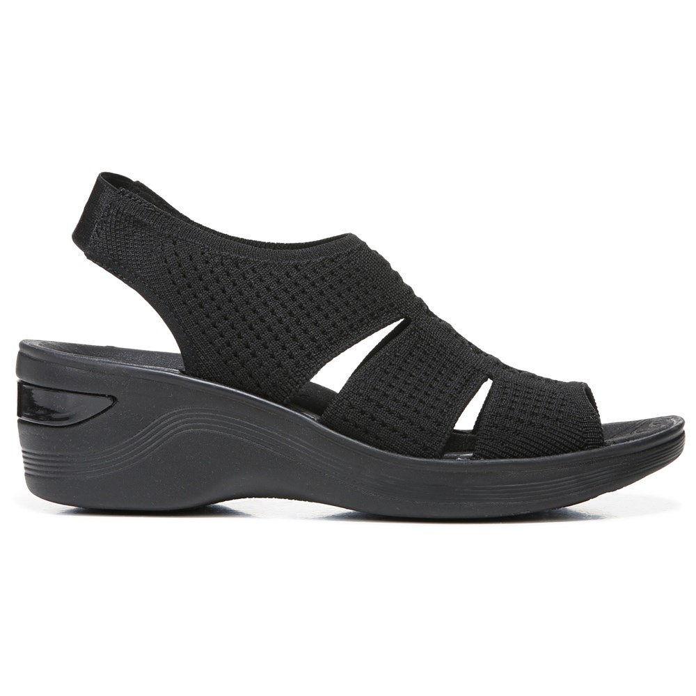 Bzees Double Up Slingback Wedge Sandal - Black Knit Bzees Double Up Slingback Wedge Sandal - Black Knit