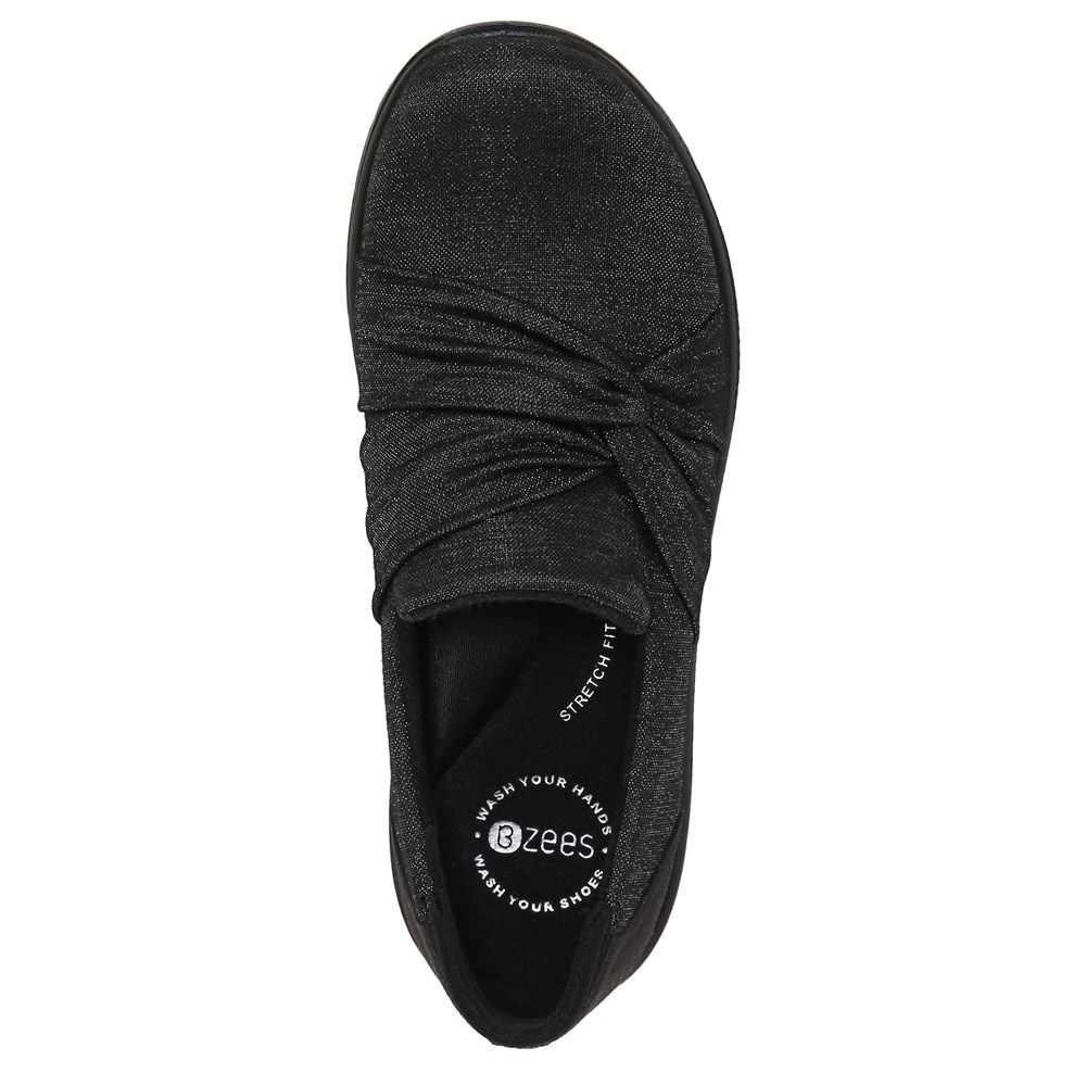 Bzees Glimmer Slip On - Black Shimmer Fabric Bzees Glimmer Slip On - Black Shimmer Fabric