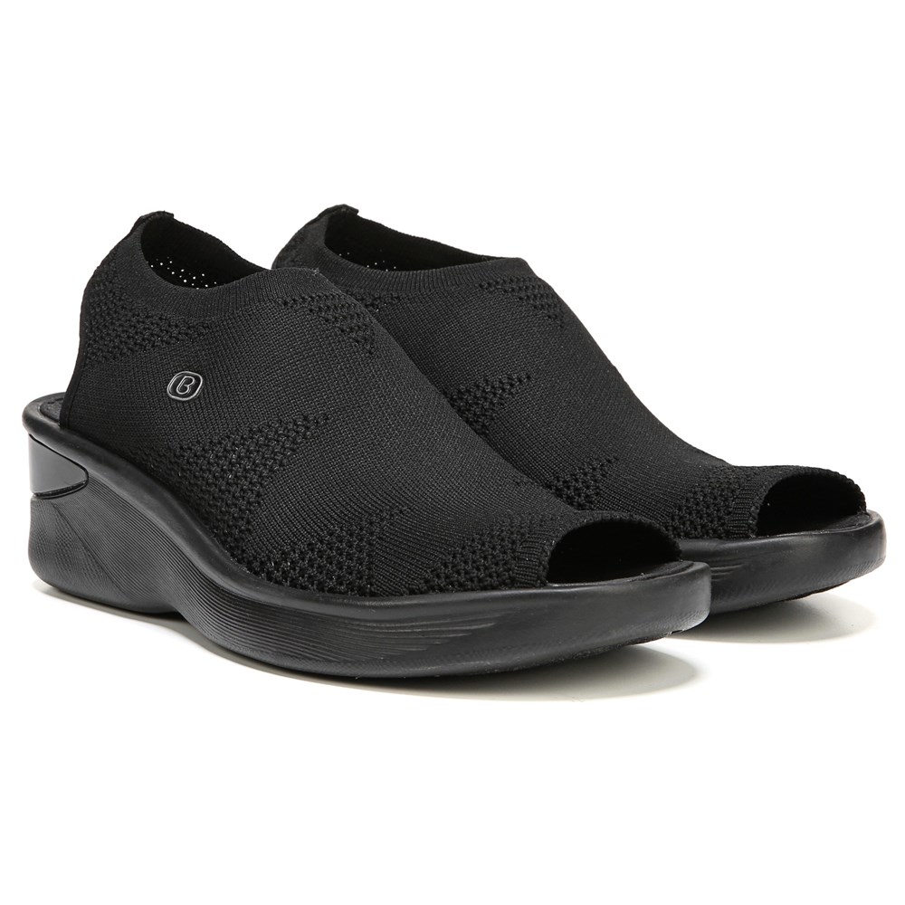 Bzees Secret Wedge Sandal - Black Knit