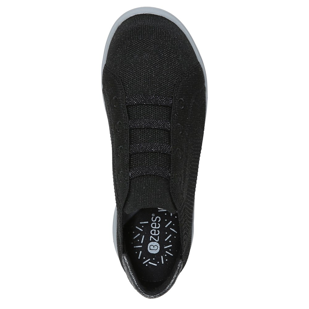 Bzees Golden Knit Slip On Sneaker - Metallic Black Bzees Golden Knit Slip On Sneaker - Metallic Black