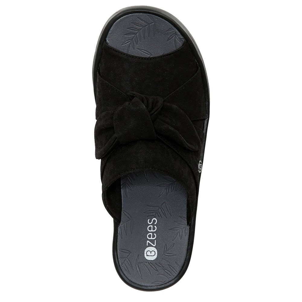 Bzees Smile Wedge Sandal - Black Cheetah Fabric Bzees Smile Wedge Sandal - Black Cheetah Fabric