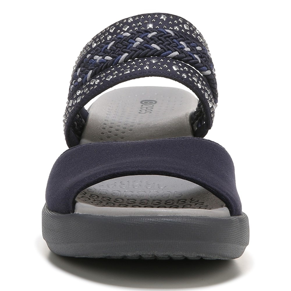 Bzees Fireworks Slide Wedge Sandal - Navy Blue Fabric Bzees Fireworks Slide Wedge Sandal - Navy Blue Fabric
