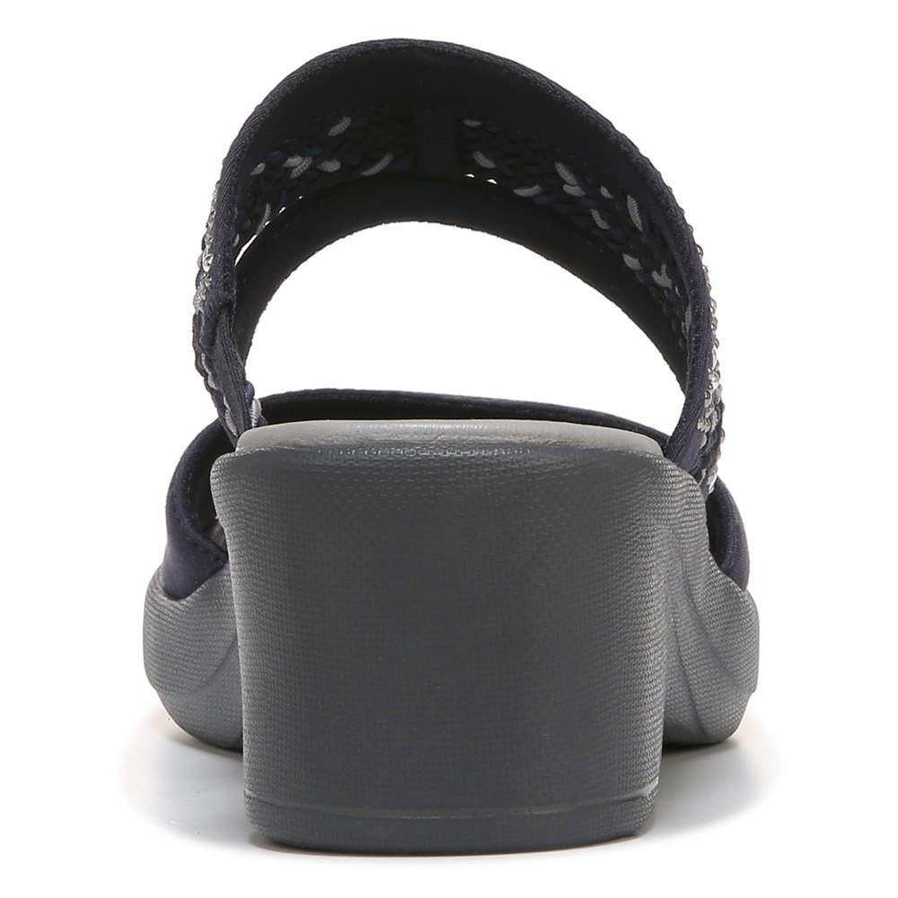 Bzees Fireworks Slide Wedge Sandal - Navy Blue Fabric Bzees Fireworks Slide Wedge Sandal - Navy Blue Fabric
