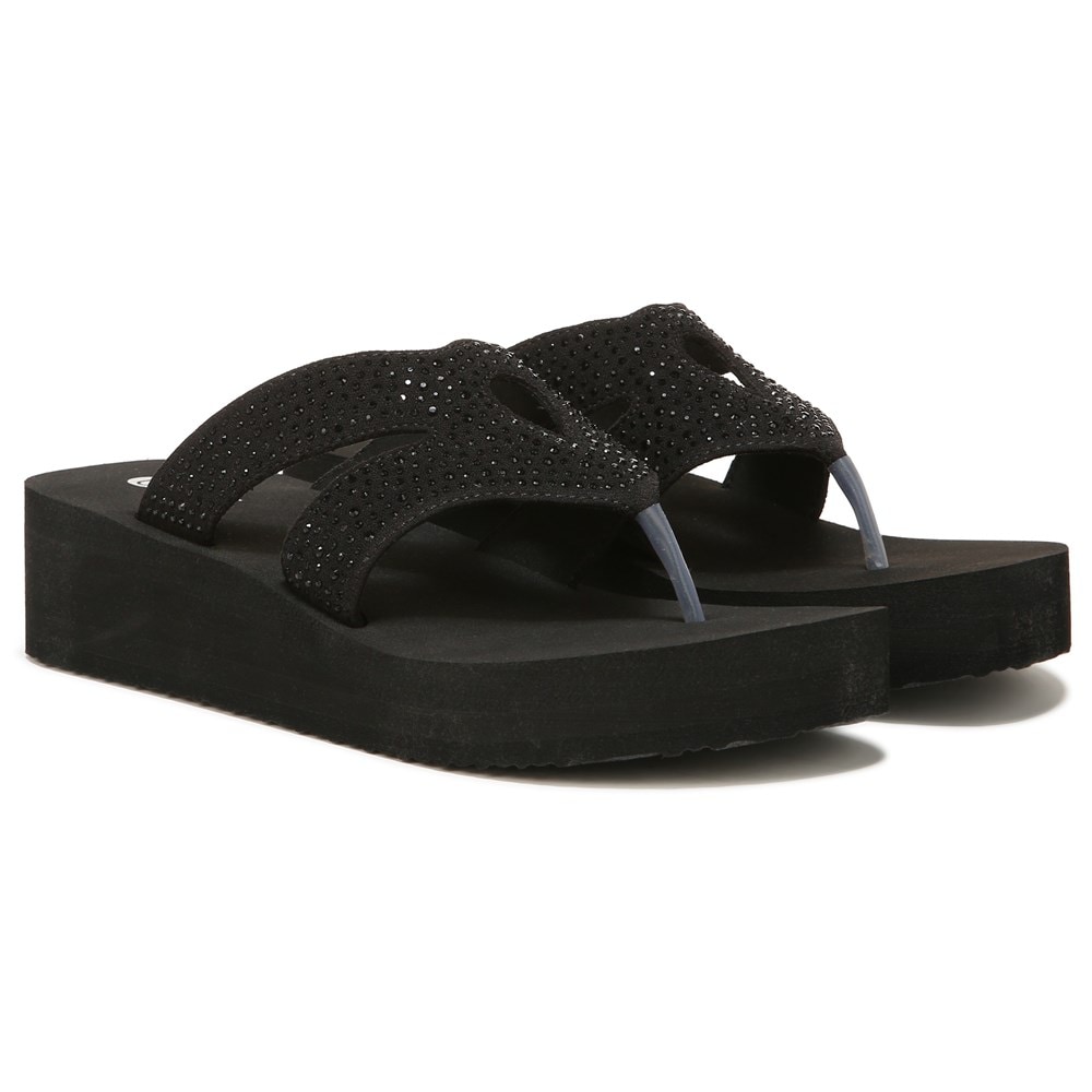 Bzees Rio Wedge Sandal - Black Fabric