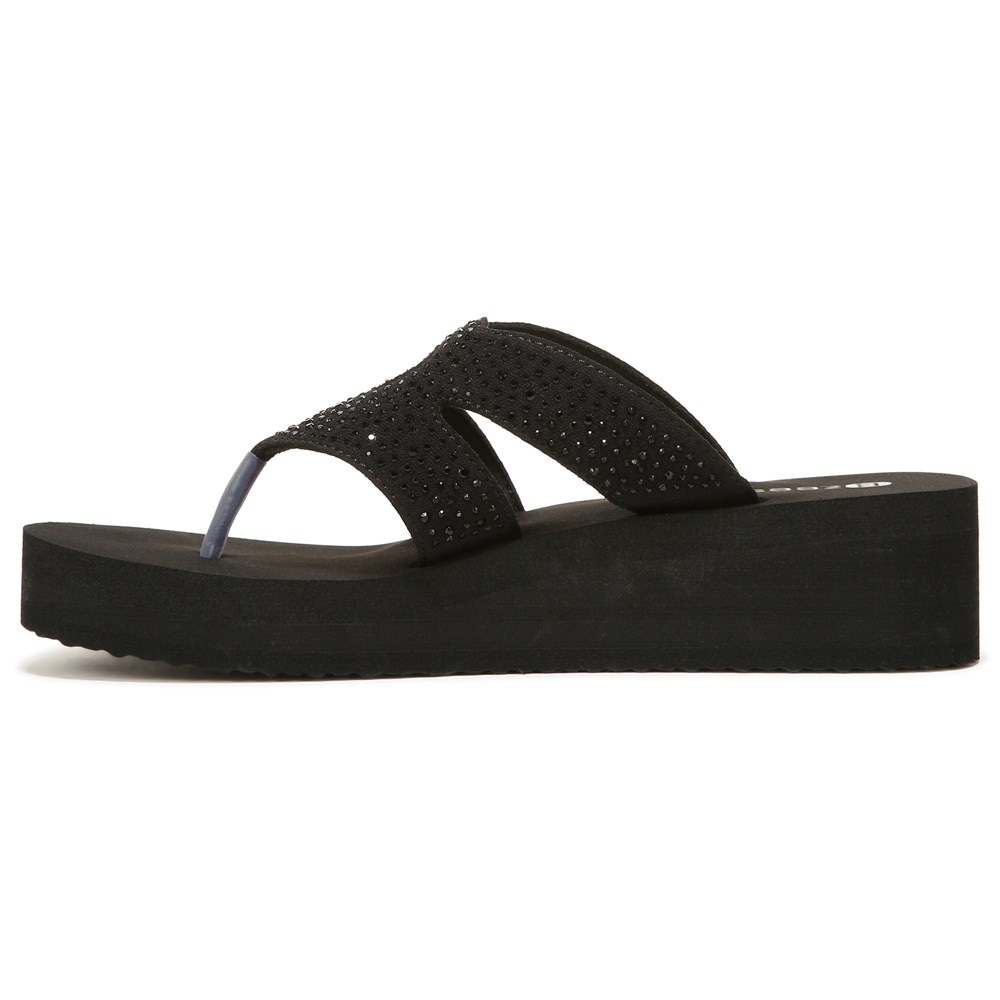 Bzees Rio Wedge Sandal - Black Fabric Bzees Rio Wedge Sandal - Black Fabric