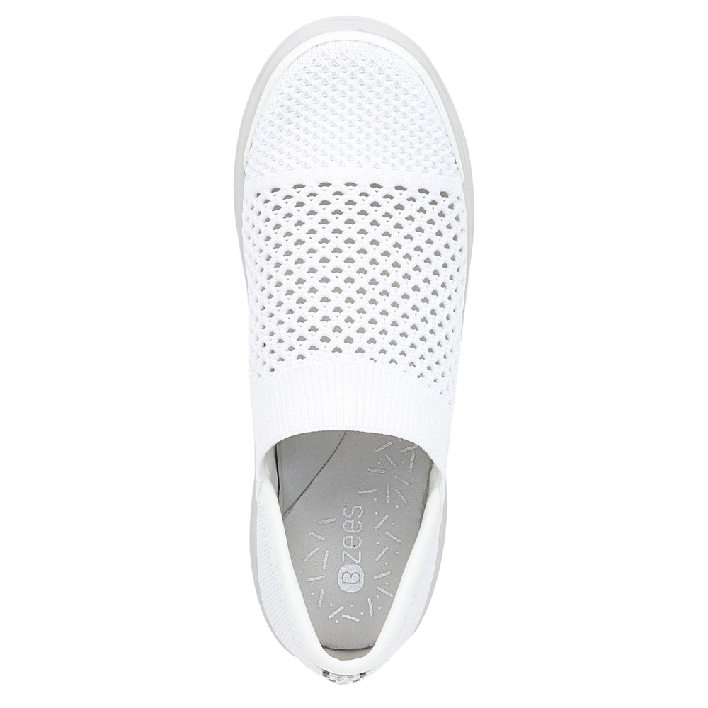 Bzees Charlie Knit Slip On - White Fabric