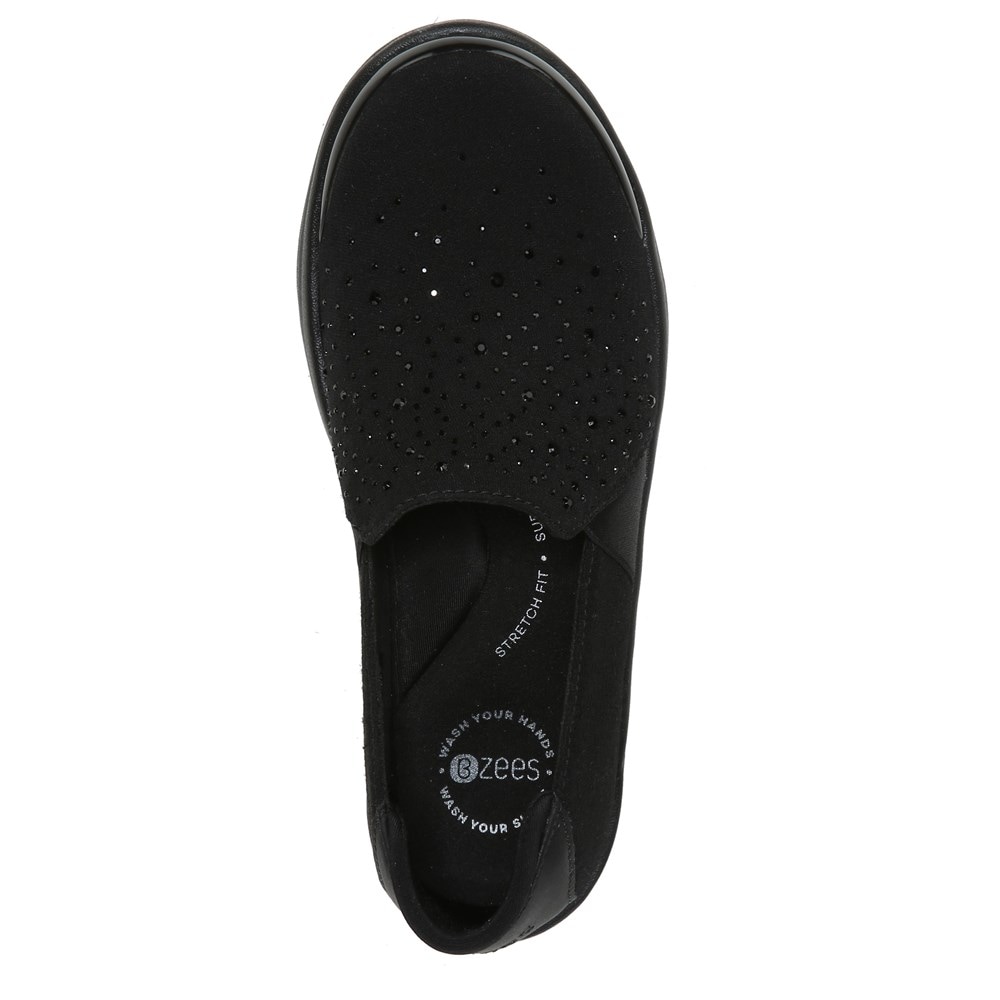 Bzees Poppyseed Slip On - Black Rhinestone