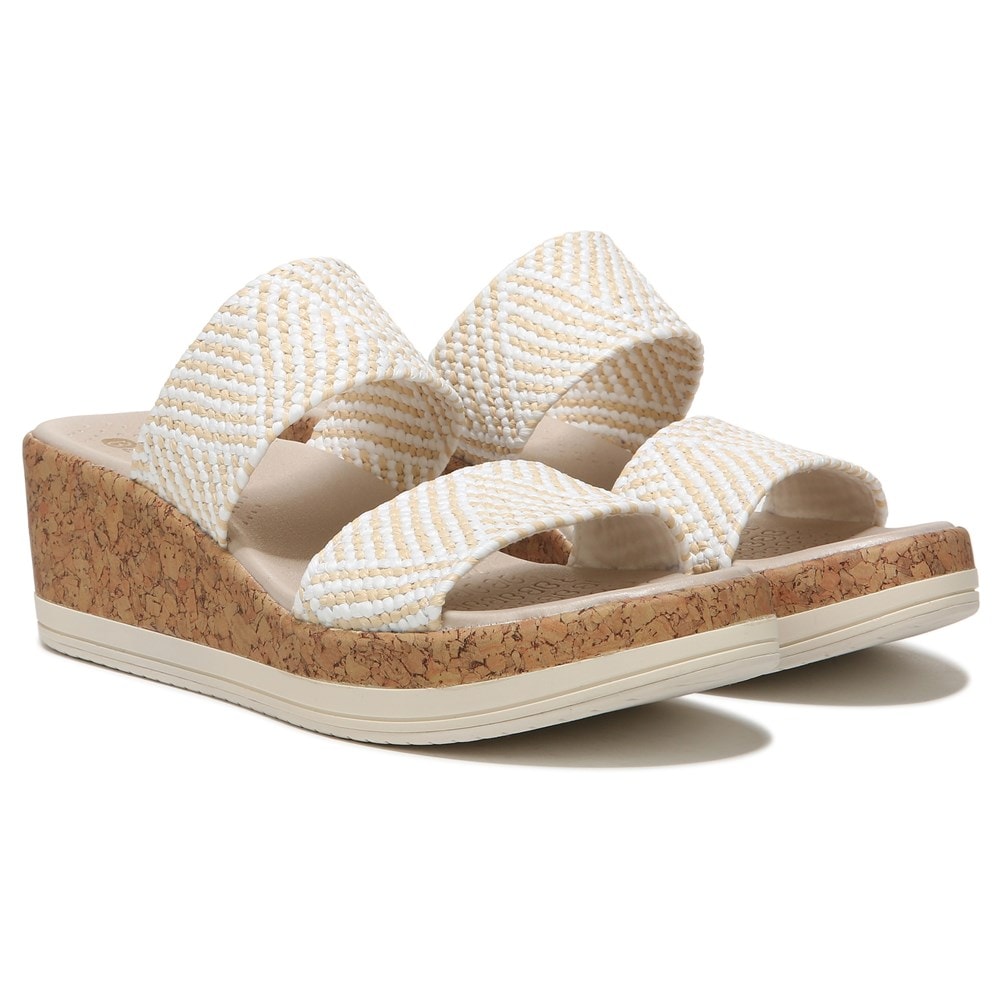 Bzees Resort Wedge Sandal - White Raffia Fabric