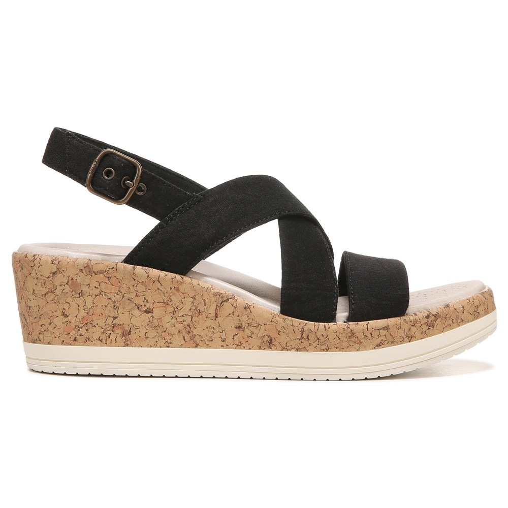 Bzees Radiant Wedge Sandal - Black Fabric Bzees Radiant Wedge Sandal - Black Fabric