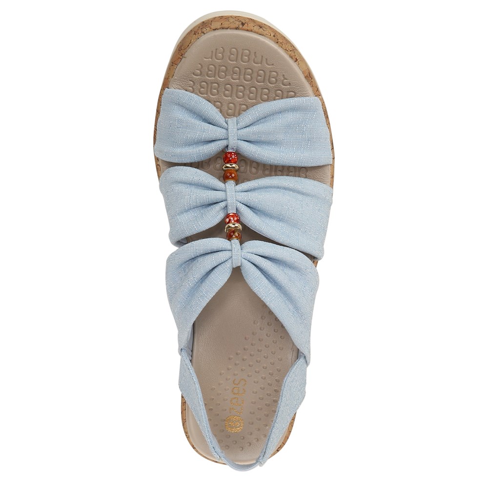 Bzees Roma Sandal Wedge - Blue Fabric