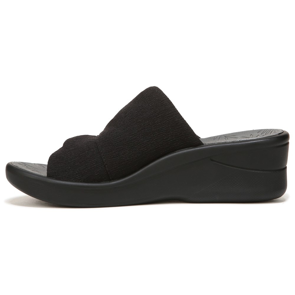 Bzees Smile More Slip On Wedge Sandal - Black Fabric Bzees Smile More Slip On Wedge Sandal - Black Fabric