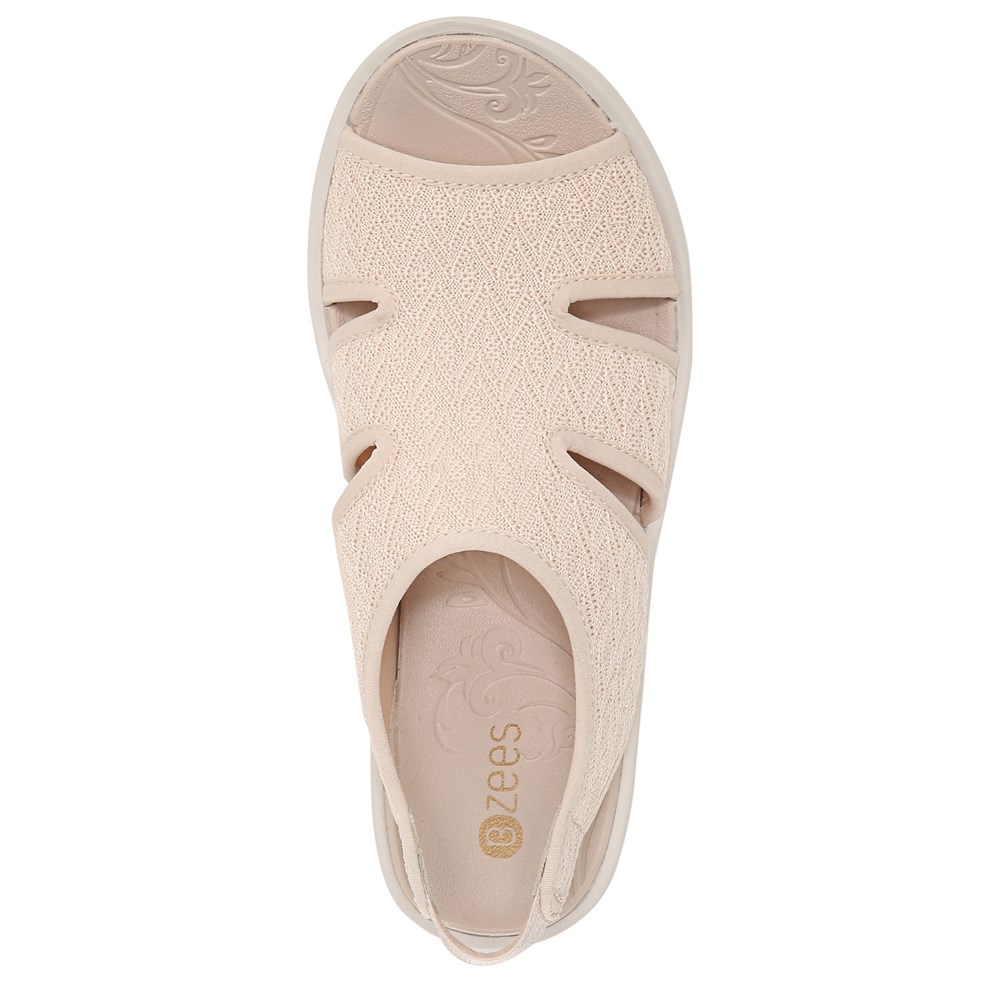 Bzees Daytona Slingback Wedge Sandal - Sand Brown Knit Bzees Daytona Slingback Wedge Sandal - Sand Brown Knit