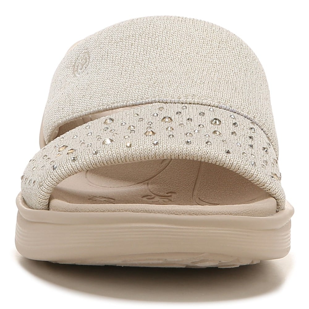 Bzees Dynasty Bright Wedge Sandal - Beige Rhinestone Fabric Bzees Dynasty Bright Wedge Sandal - Beige Rhinestone Fabric
