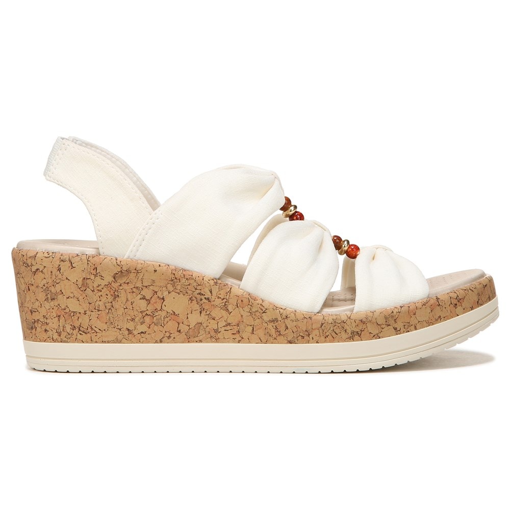Bzees Roma Sandal Wedge - White Fabric