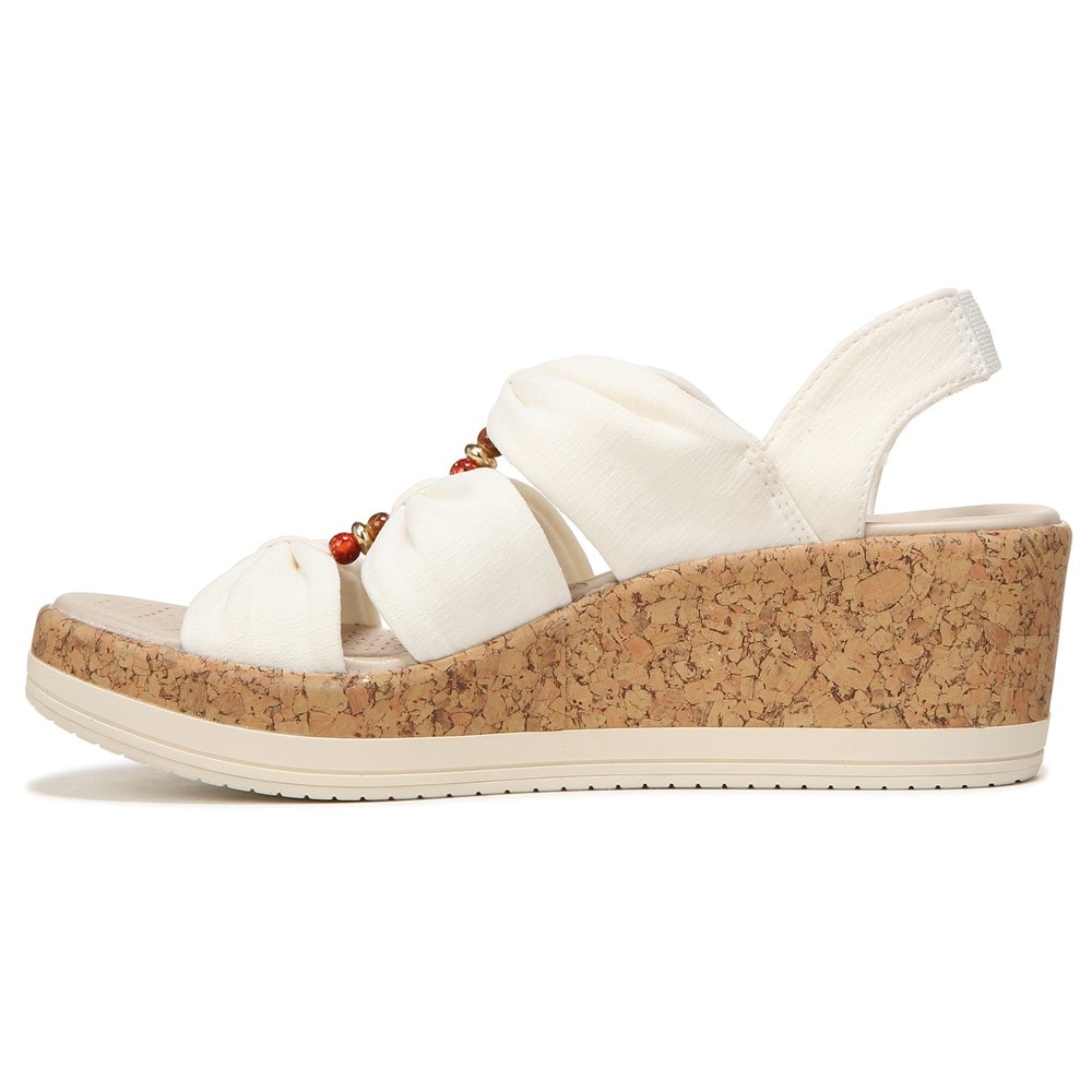 Bzees Roma Sandal Wedge - White Fabric