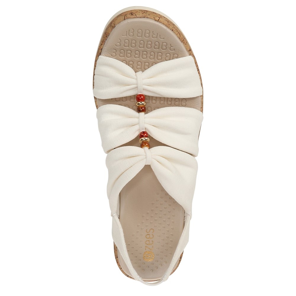 Bzees Roma Sandal Wedge - White Fabric
