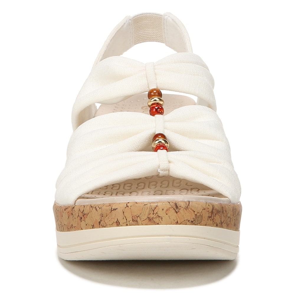 Bzees Roma Sandal Wedge - White Fabric
