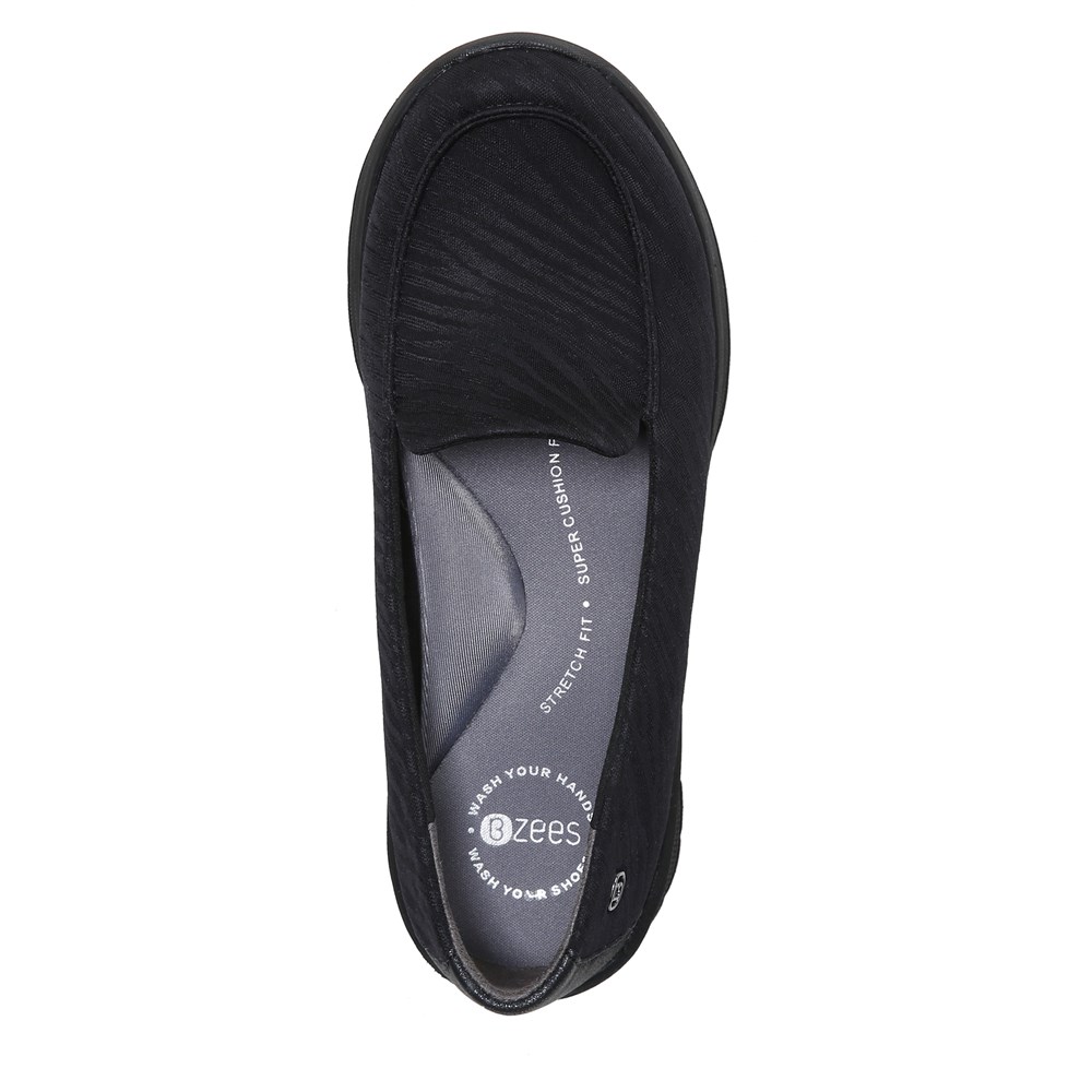 Bzees Get Movin' Slip On - Black Zebra Print Fabric Bzees Get Movin' Slip On - Black Zebra Print Fabric