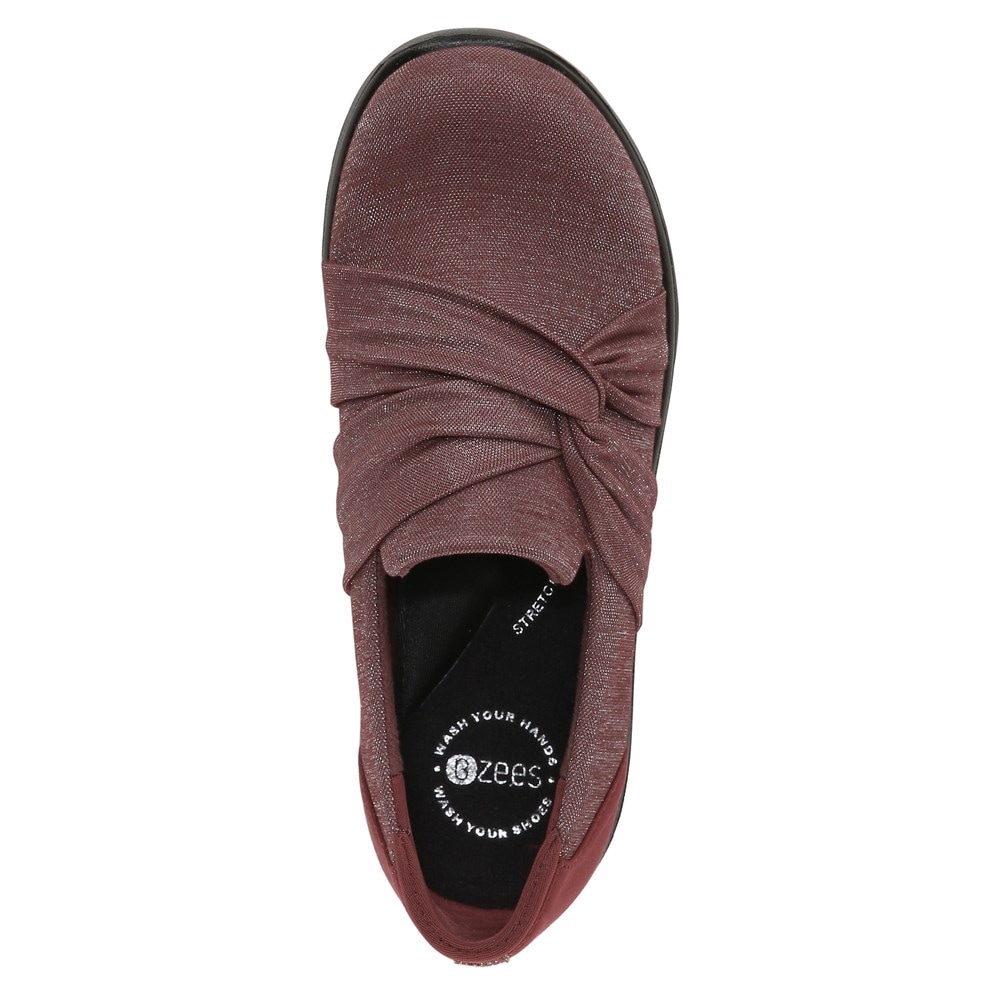Bzees Glimmer Slip On - Red Shimmer Fabric Bzees Glimmer Slip On - Red Shimmer Fabric