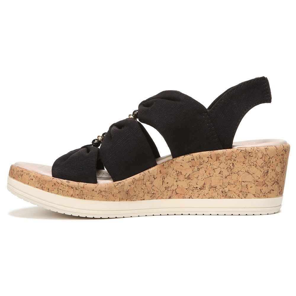 Bzees Roma Sandal Wedge - Black Fabric