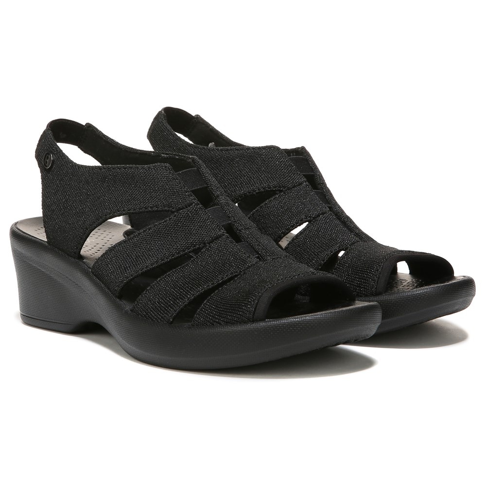 Bzees Finale Peep Toe Sandal - Black Shimmer Fabric