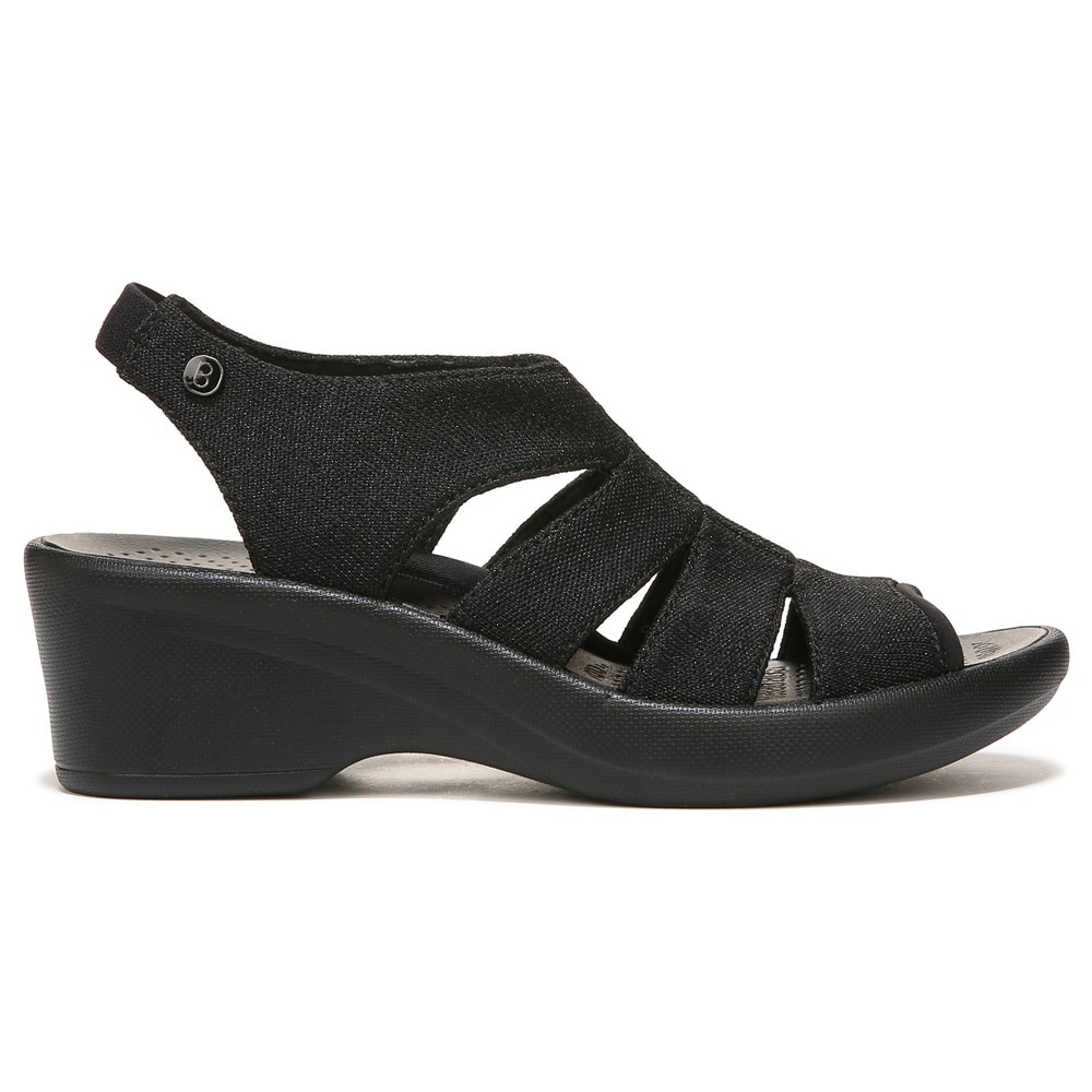 Bzees Finale Peep Toe Sandal - Black Shimmer Fabric Bzees Finale Peep Toe Sandal - Black Shimmer Fabric
