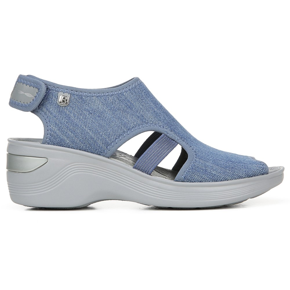 Bzees Dream Wedge Sandal - Washed Denim Fabric Bzees Dream Wedge Sandal - Washed Denim Fabric
