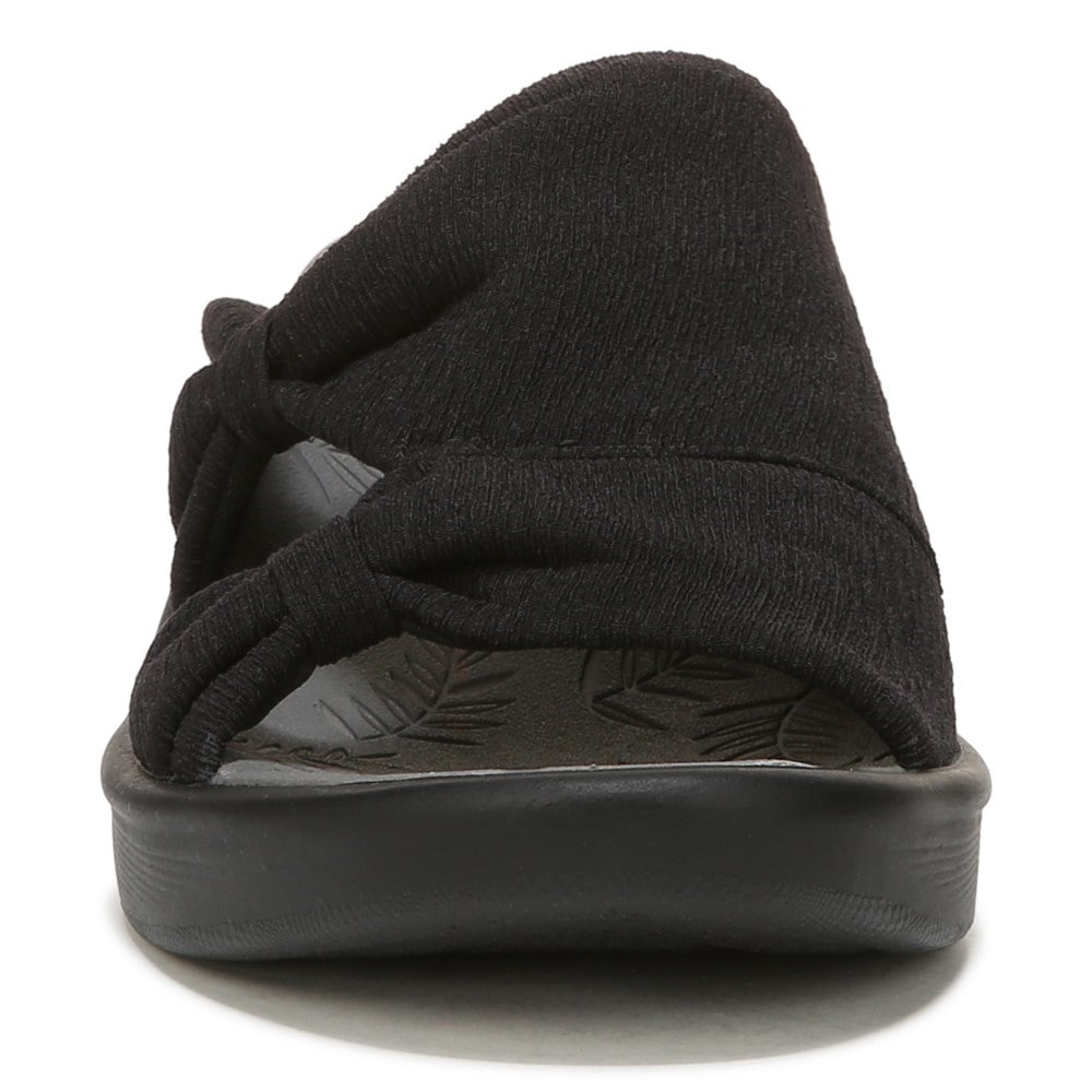 Bzees Smile More Slip On Wedge Sandal - Black Fabric