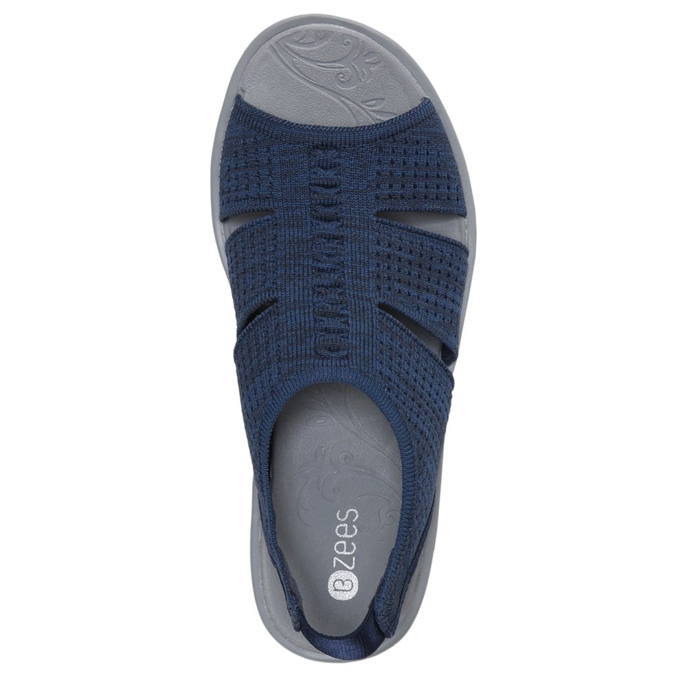 Bzees Double Up Slingback Wedge Sandal - Navy Knit Bzees Double Up Slingback Wedge Sandal - Navy Knit