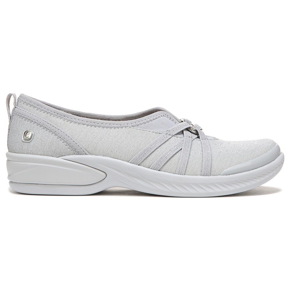 Bzees Niche Slip On - Silver Shimmer Fabric