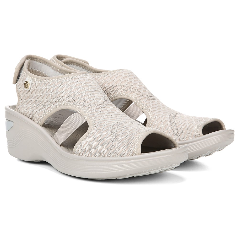 Bzees Dream Wedge Sandal - Beige Sheer Fishnet