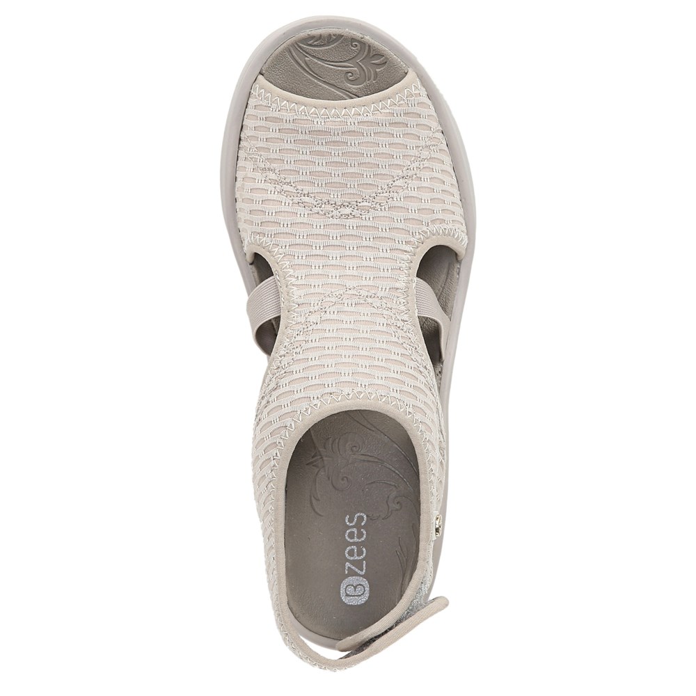 Bzees Dream Wedge Sandal - Beige Sheer Fishnet Bzees Dream Wedge Sandal - Beige Sheer Fishnet