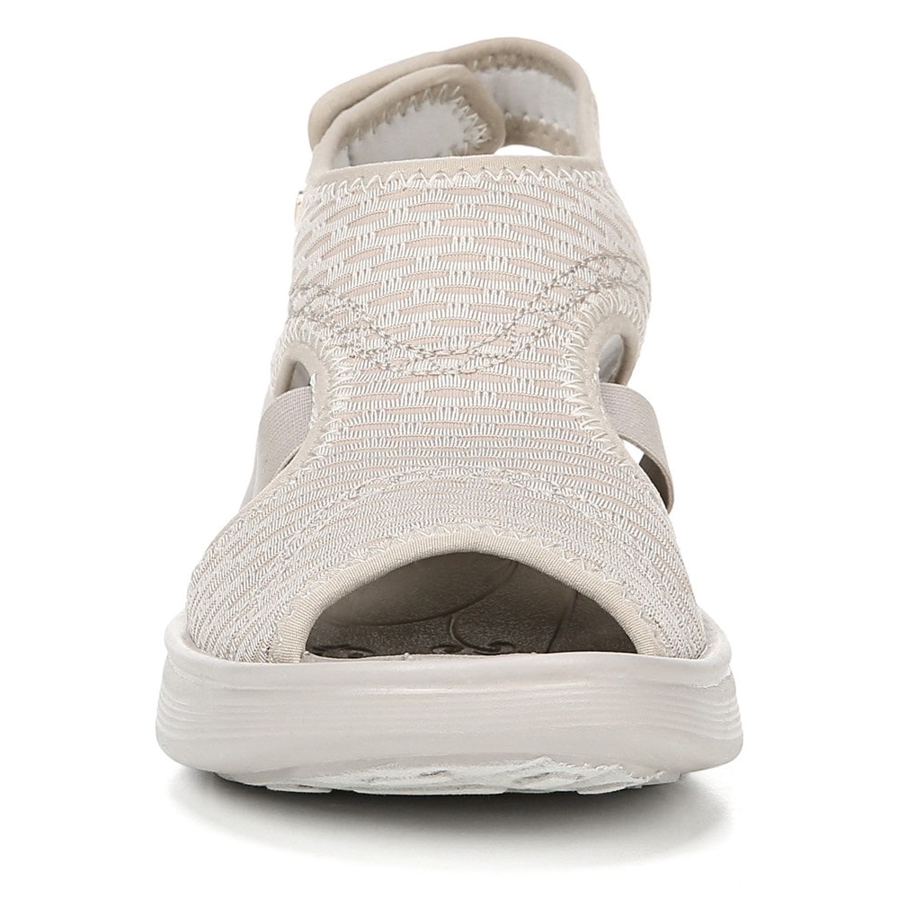 Bzees Dream Wedge Sandal - Beige Sheer Fishnet Bzees Dream Wedge Sandal - Beige Sheer Fishnet