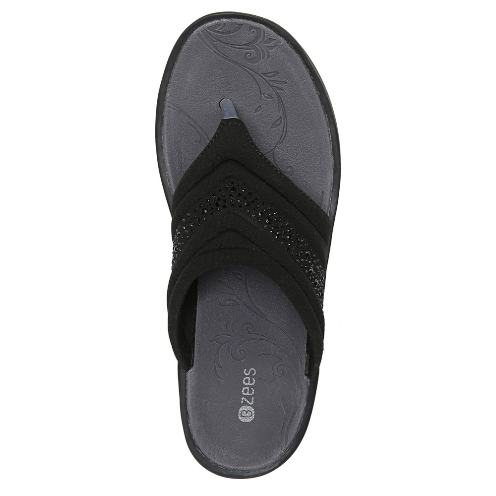 Bzees Dazzle Me Flip Flop Wedge Sandal - Black