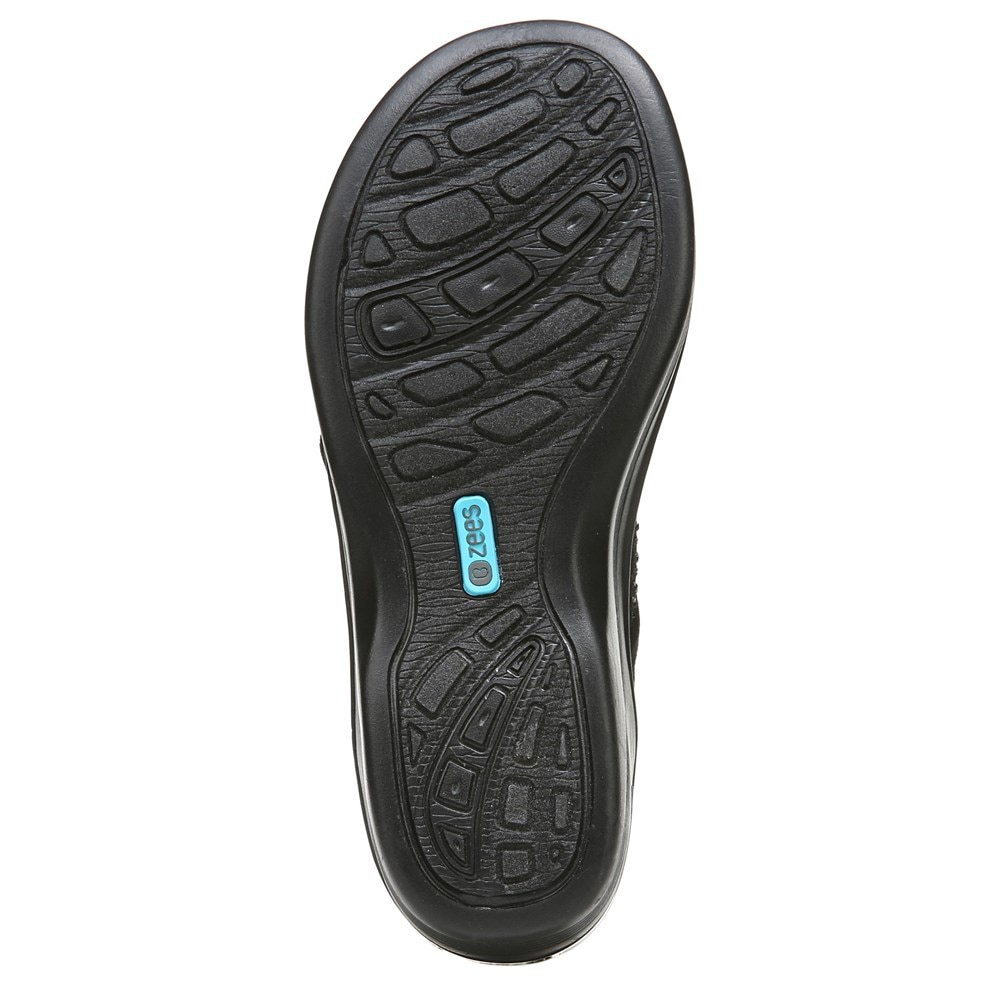 Bzees Dazzle Me Flip Flop Wedge Sandal - Black