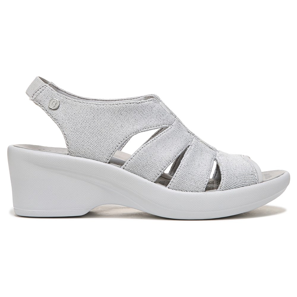 Bzees Finale Peep Toe Sandal - Silver Shimmer Fabric Bzees Finale Peep Toe Sandal - Silver Shimmer Fabric